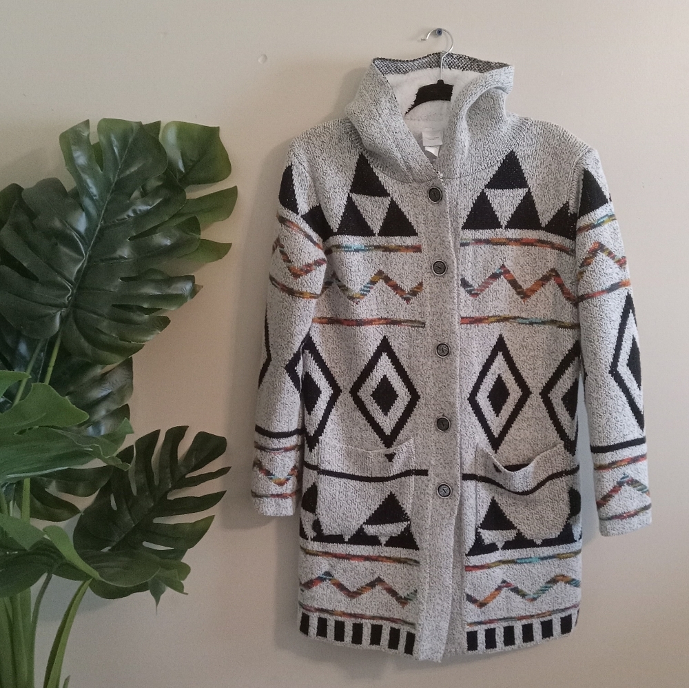 Northern Angel Shepherd line Aztec Sweater Hooded Cardigan